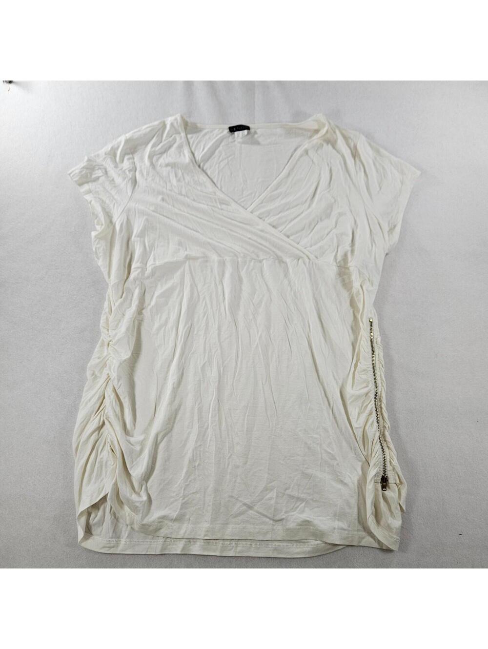 Venus 3X White Knit Tunic Top Gold Side Zipper Detail Plus Size Womens Blouse